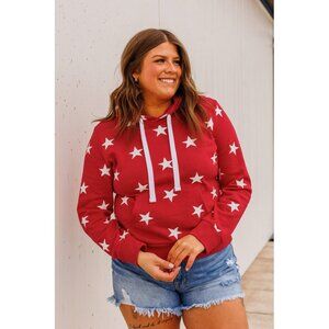 The Pulse Boutique Sz. L Red Be A Star Drawstring Hoodie